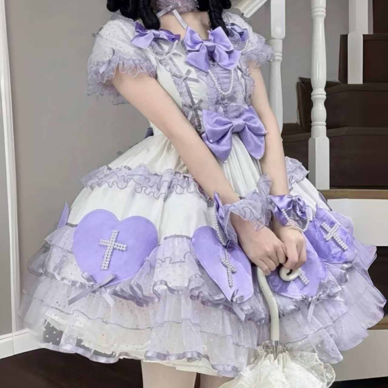 クラシカルロリータ クロスラバーズ・レース半袖ワンピース