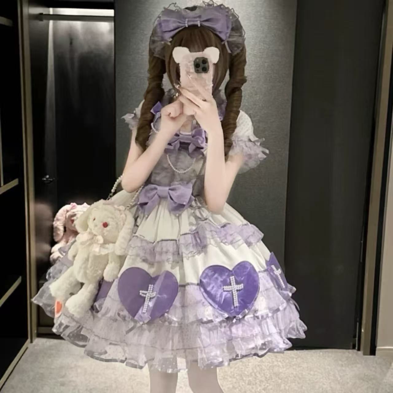 クラシカルロリータ クロスラバーズ・レース半袖ワンピース