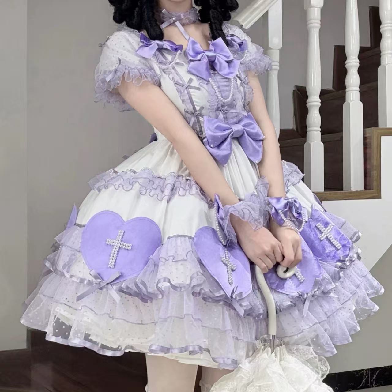 クラシカルロリータ クロスラバーズ・レース半袖ワンピース