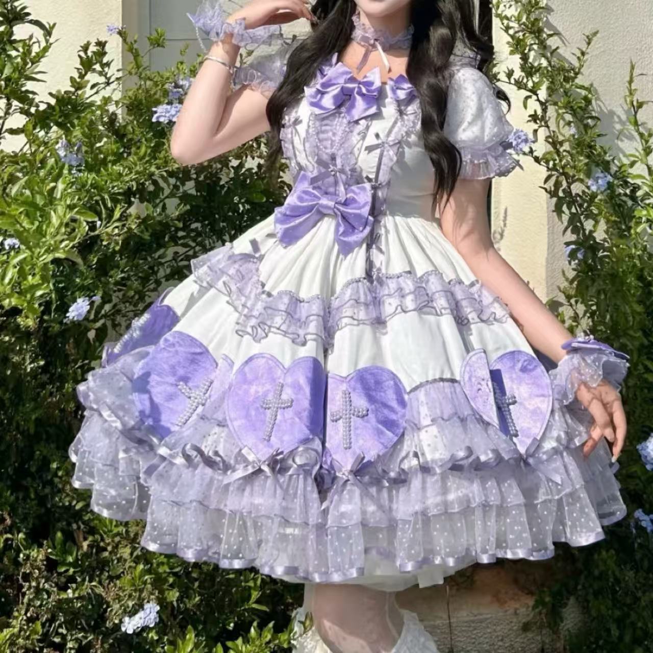 クラシカルロリータ クロスラバーズ・レース半袖ワンピース