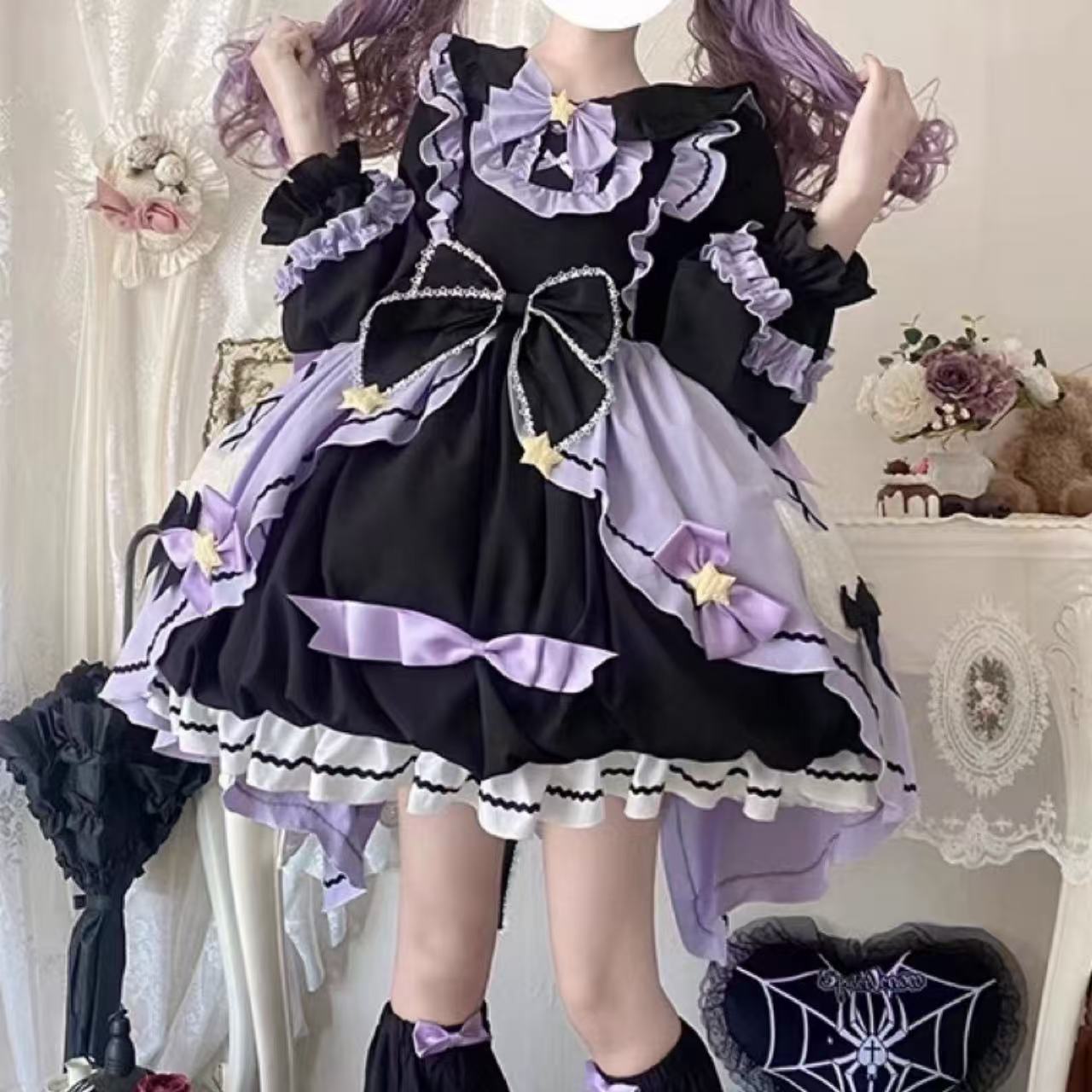 ゴスロリ 可愛い小悪魔・長袖ドレスセット