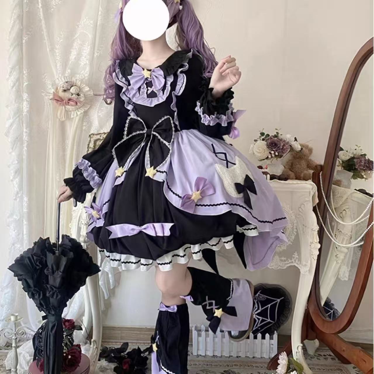 ゴスロリ 可愛い小悪魔・長袖ドレスセット