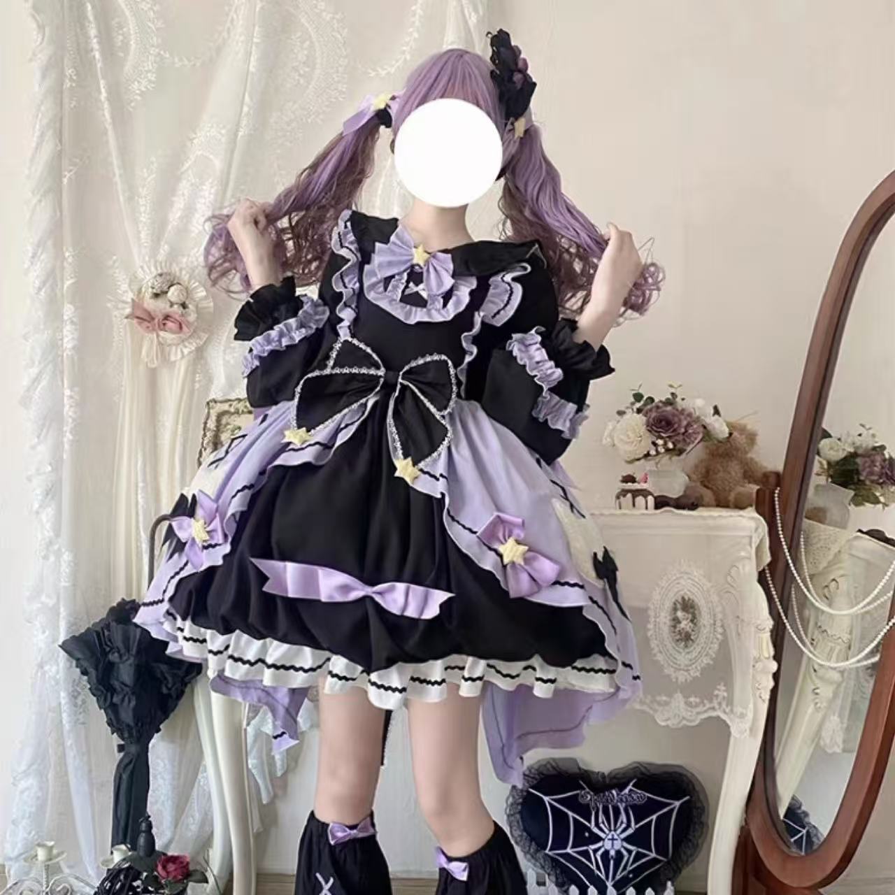 ゴスロリ 可愛い小悪魔・長袖ドレスセット