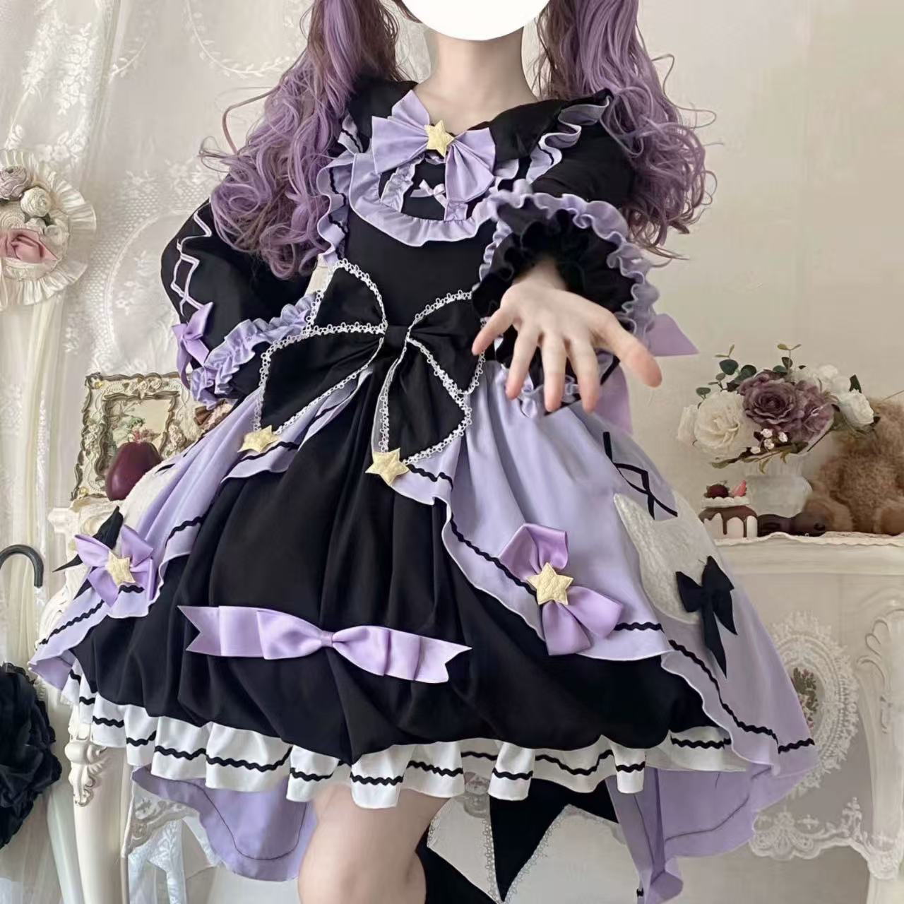 ゴスロリ 可愛い小悪魔・長袖ドレスセット