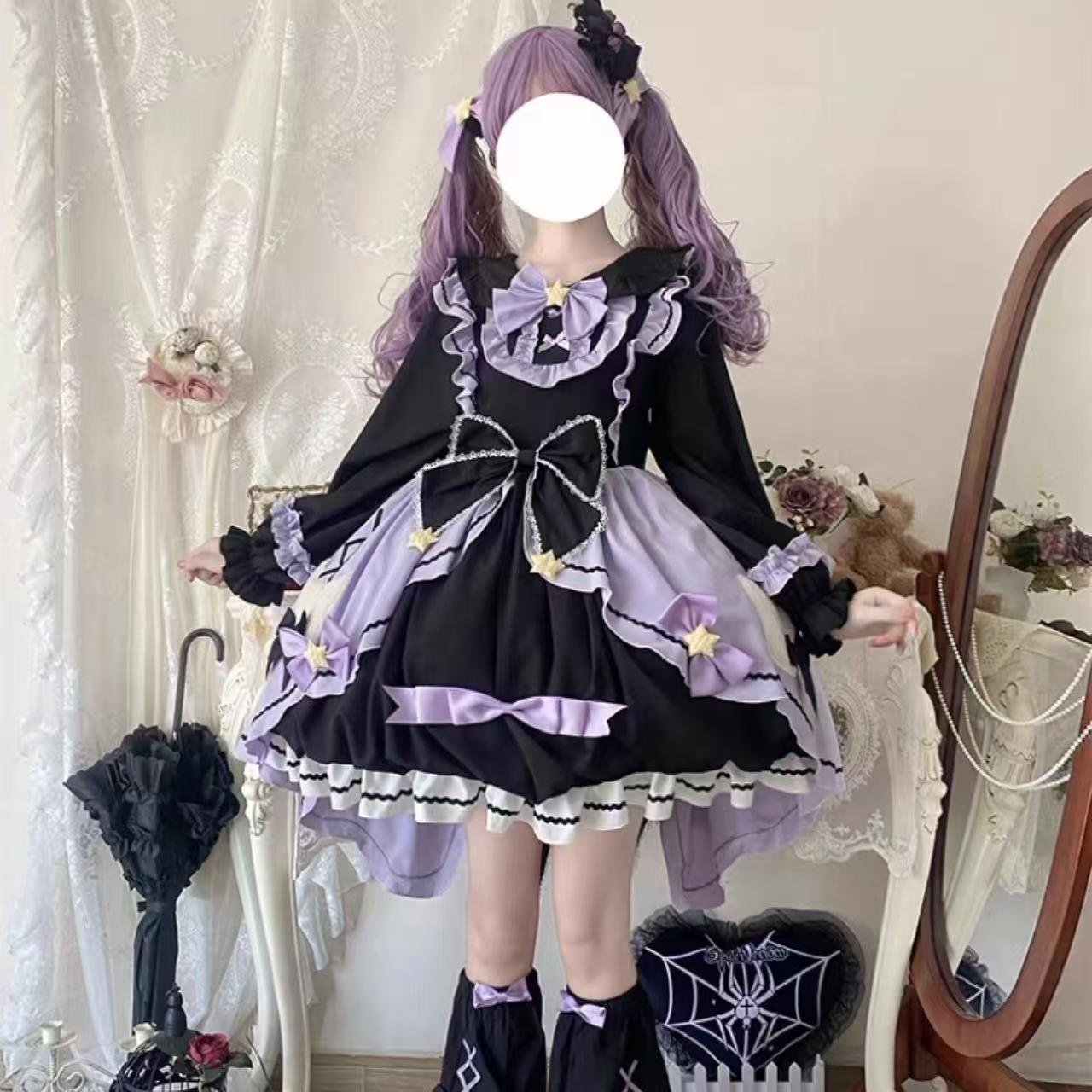 ゴスロリ 可愛い小悪魔・長袖ドレスセット