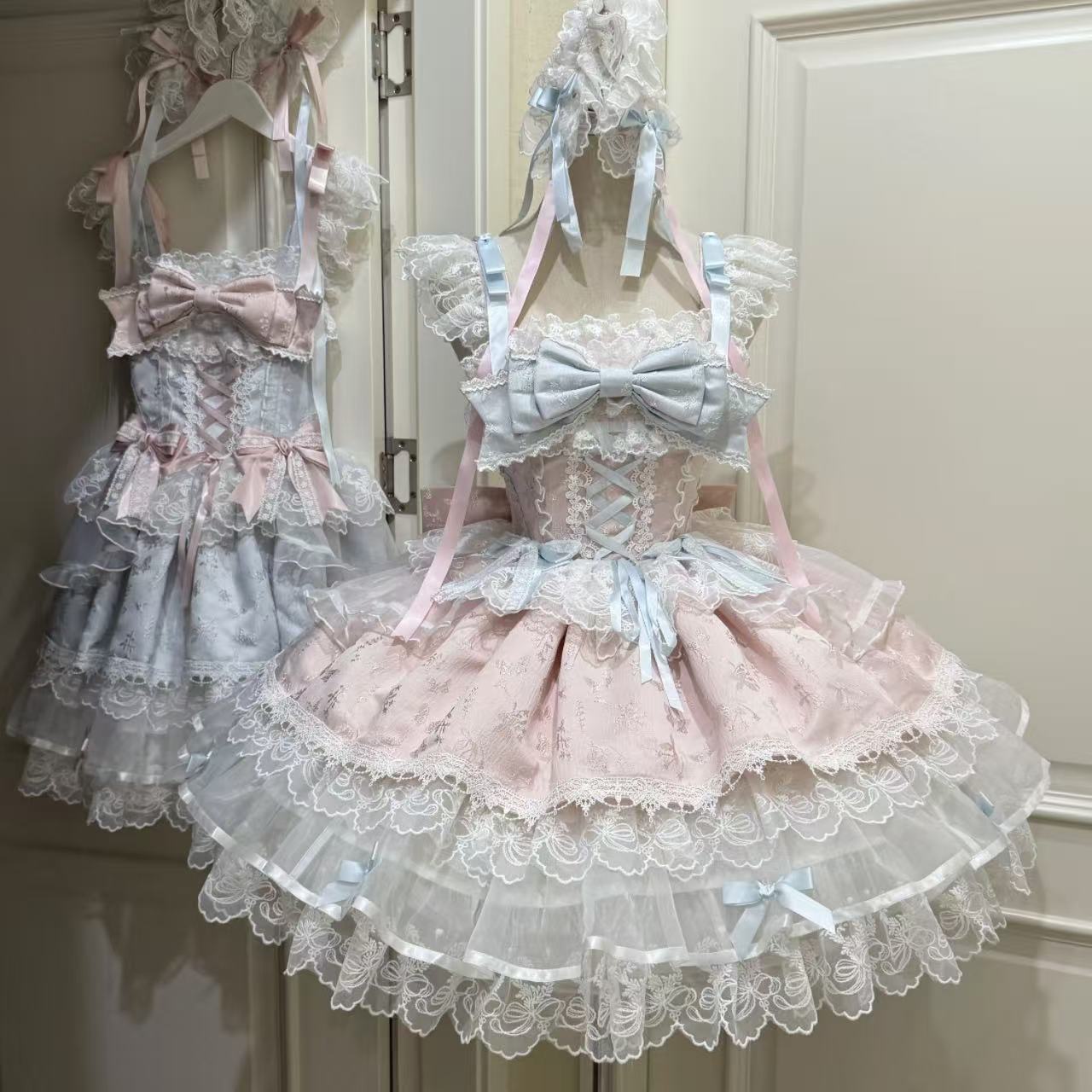 【ロリータドレス】ホワイトシュガーガールオリジナルデザイン バレエスタイルjskサスペンダードレス 夏