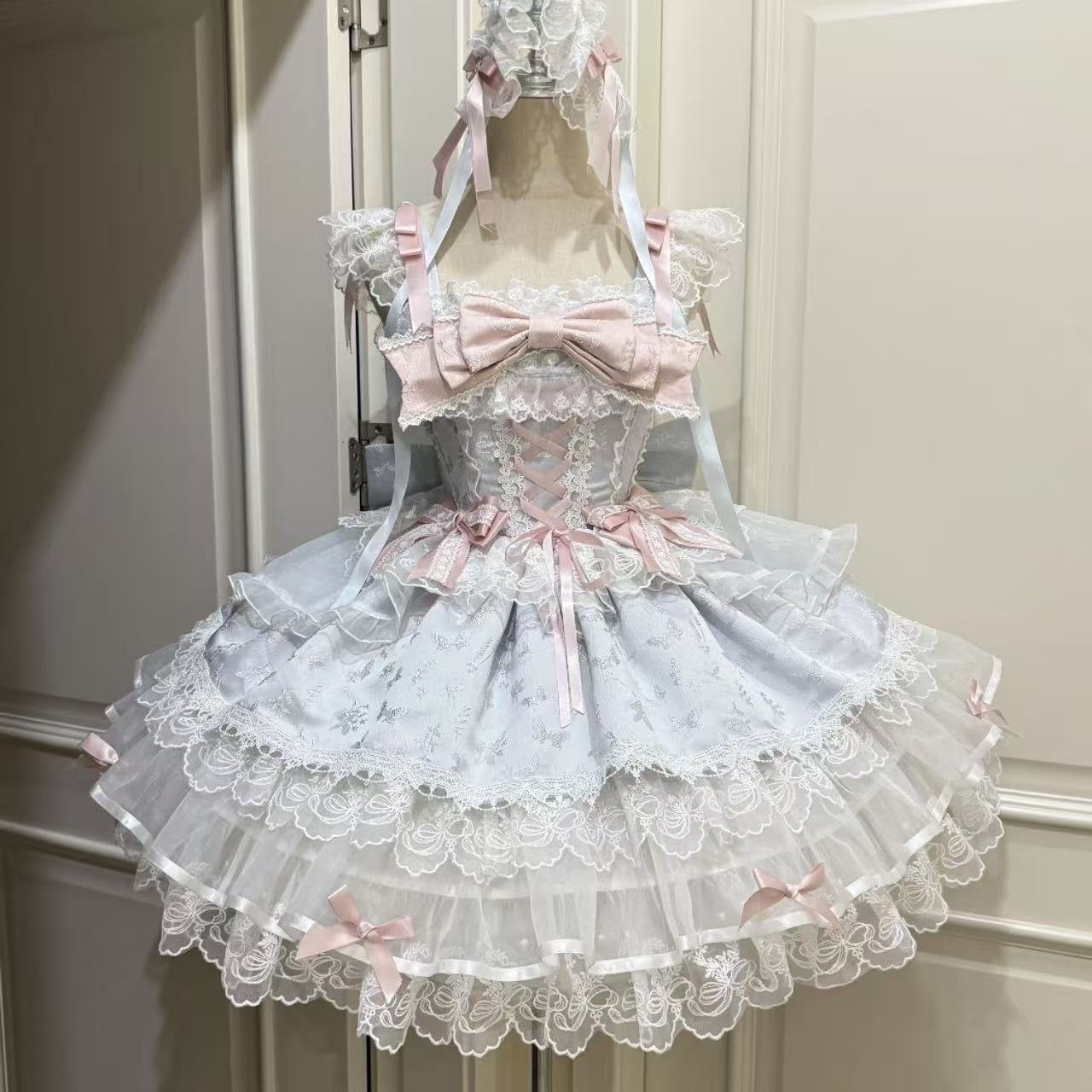 【ロリータドレス】ホワイトシュガーガールオリジナルデザイン バレエスタイルjskサスペンダードレス 夏