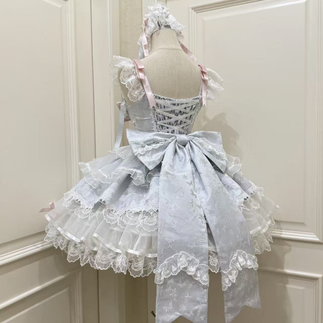 【ロリータドレス】ホワイトシュガーガールオリジナルデザイン バレエスタイルjskサスペンダードレス 夏
