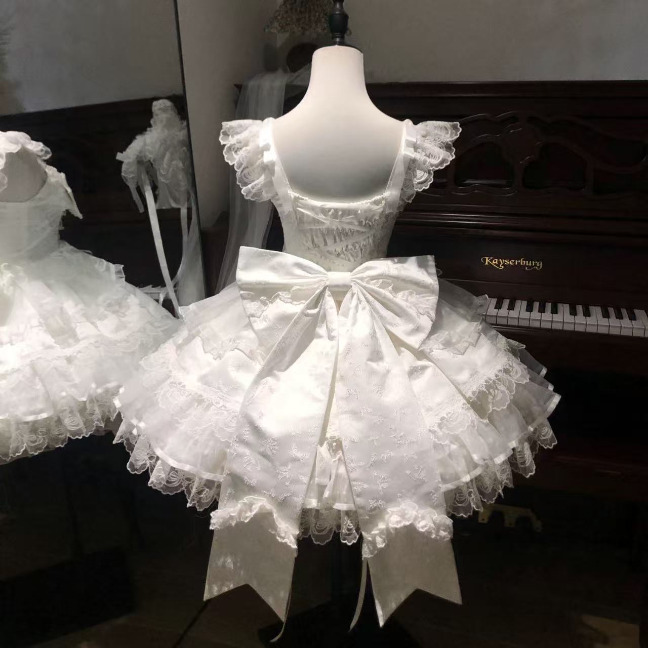 【ロリータドレス】ホワイトシュガーガールオリジナルデザイン バレエスタイルjskサスペンダードレス 夏