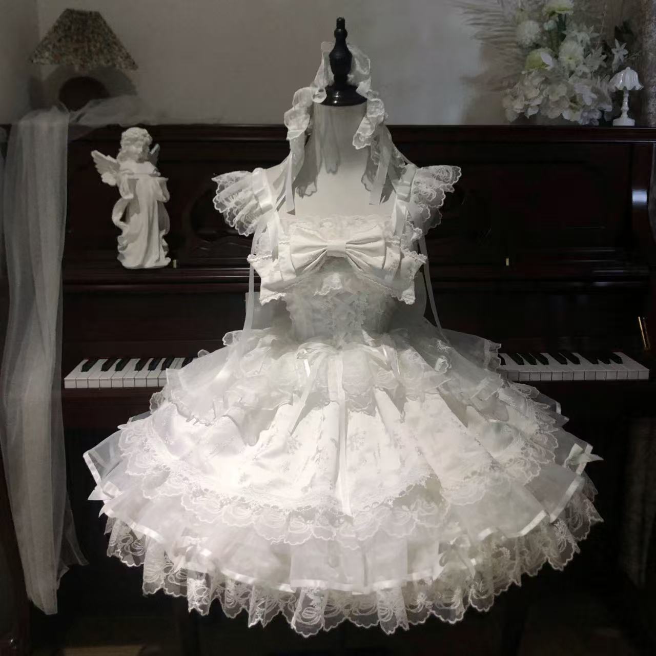 【ロリータドレス】ホワイトシュガーガールオリジナルデザイン バレエスタイルjskサスペンダードレス 夏