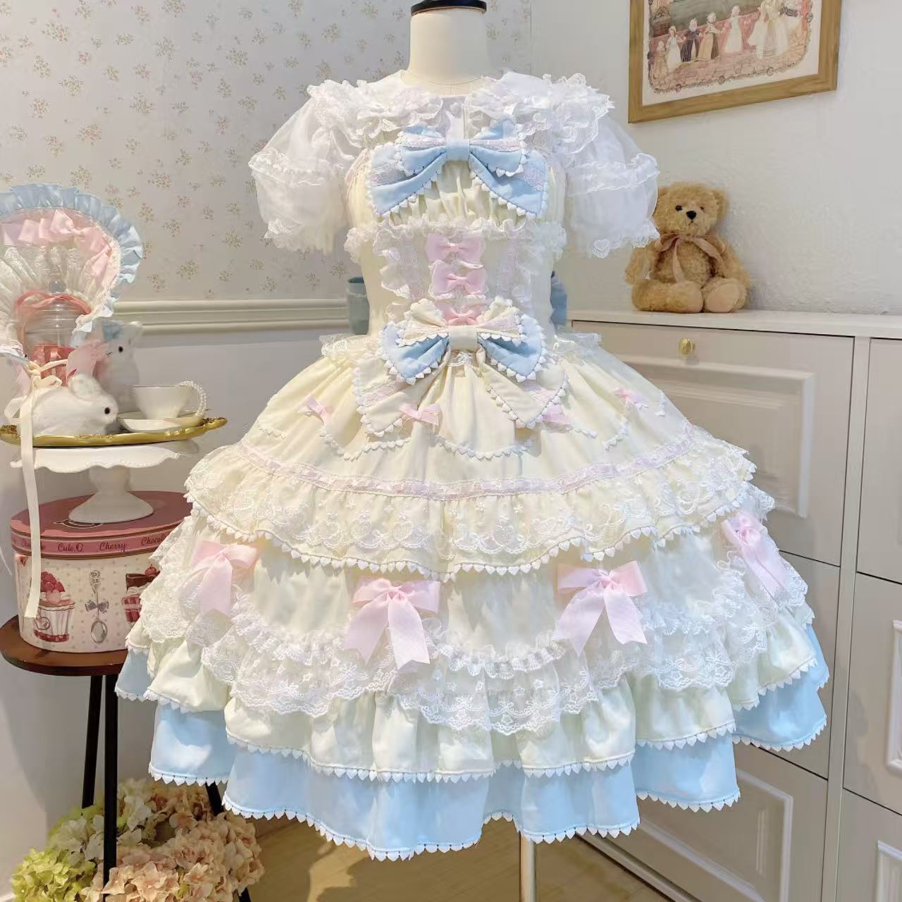 甘ロリータ ホワイトシュガーガール・バレエスタイルサスペンダードレス