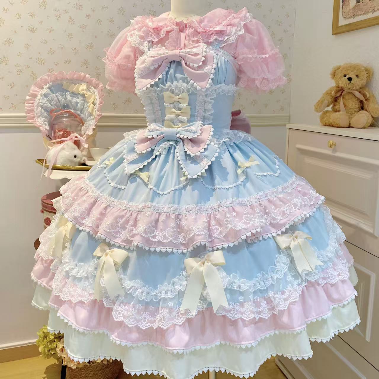 甘ロリータ ホワイトシュガーガール・バレエスタイルサスペンダードレス