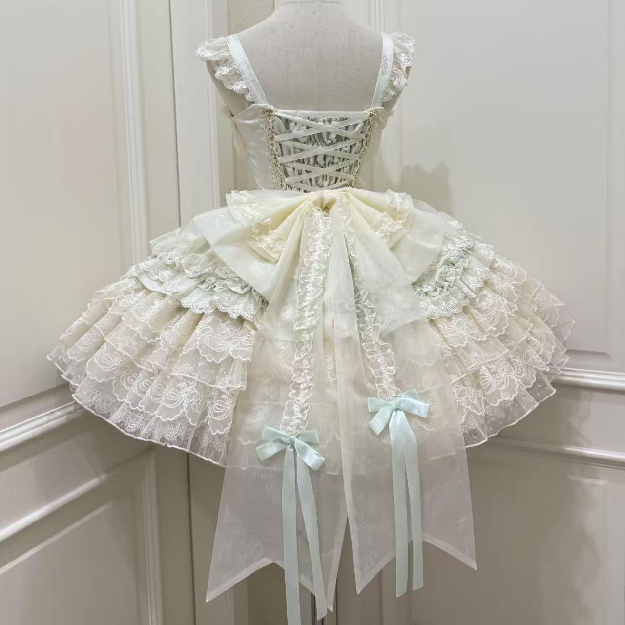 甘ロリータ リボンハートラブ・バレエスタイルサスペンダードレス