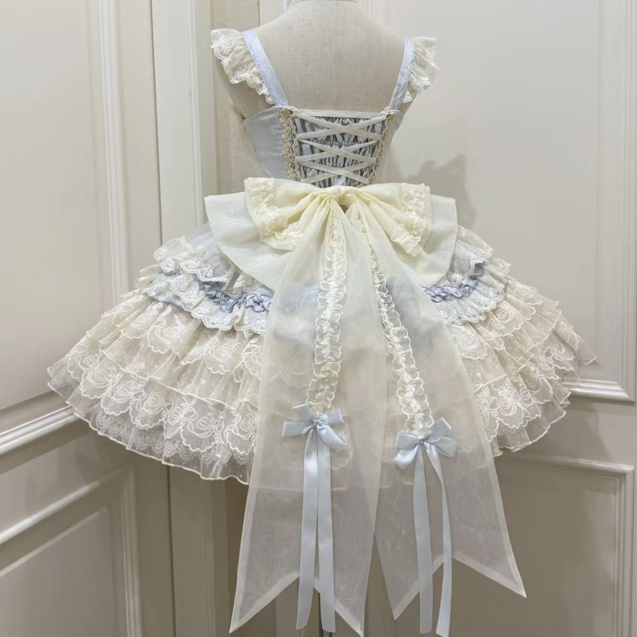 甘ロリータ リボンハートラブ・バレエスタイルサスペンダードレス