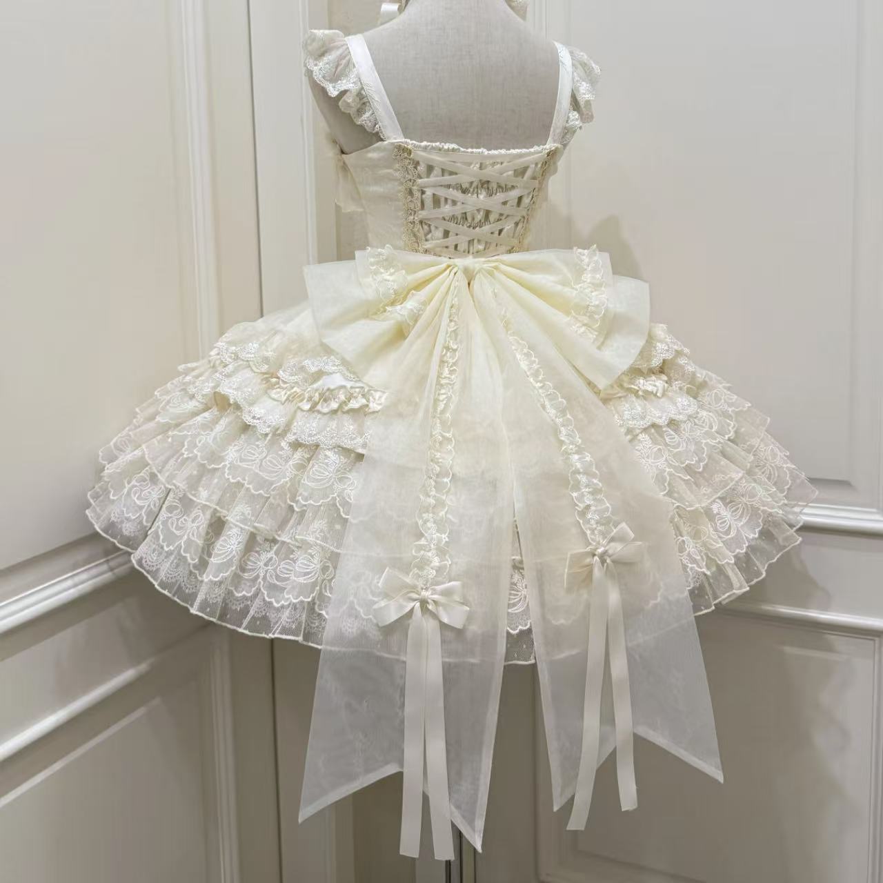 甘ロリータ リボンハートラブ・バレエスタイルサスペンダードレス