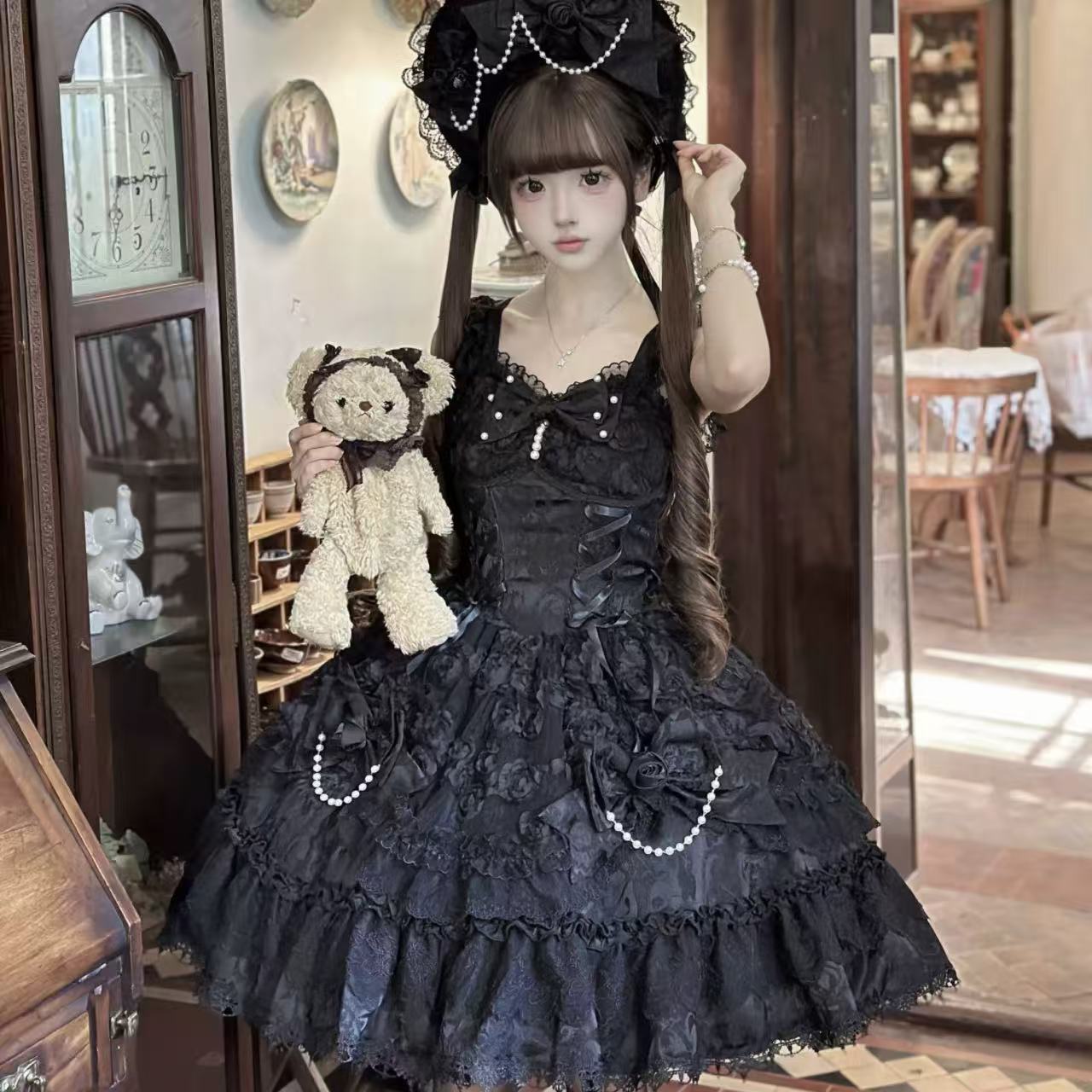 ゴスロリ ローズプリンセス・ダークロリータサスペンダードレス