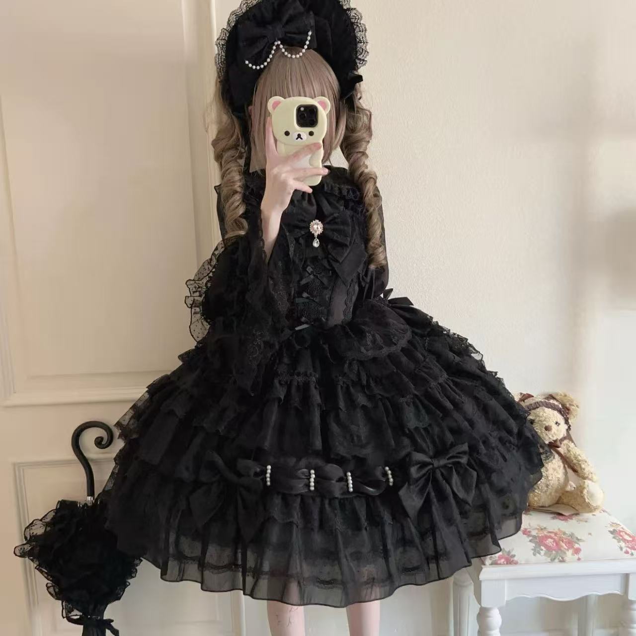 甘ロリータ ホワイトシュガーガール・人形感サスペンダードレス