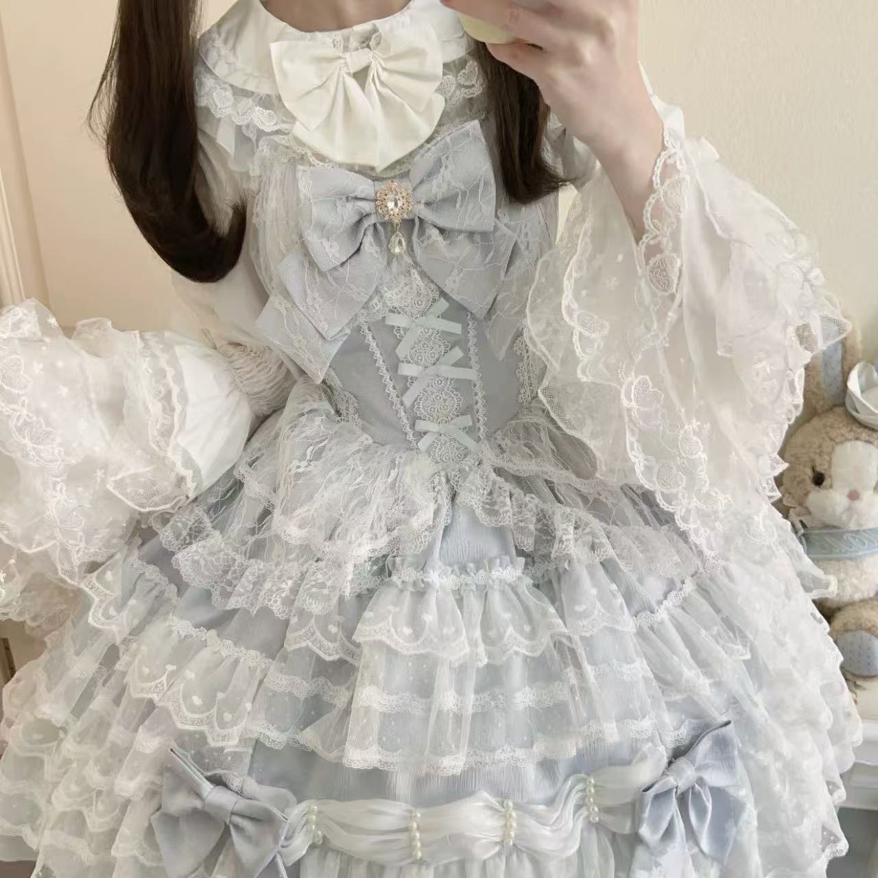 甘ロリータ ホワイトシュガーガール・人形感サスペンダードレス