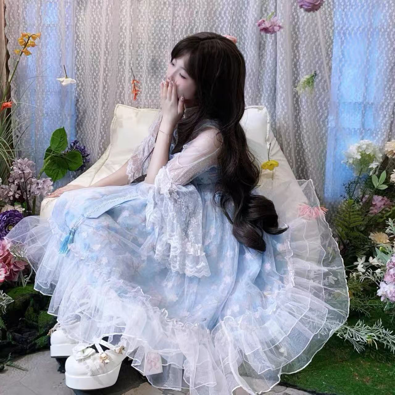 甘ロリータ 中華風サスペンダーワンピース