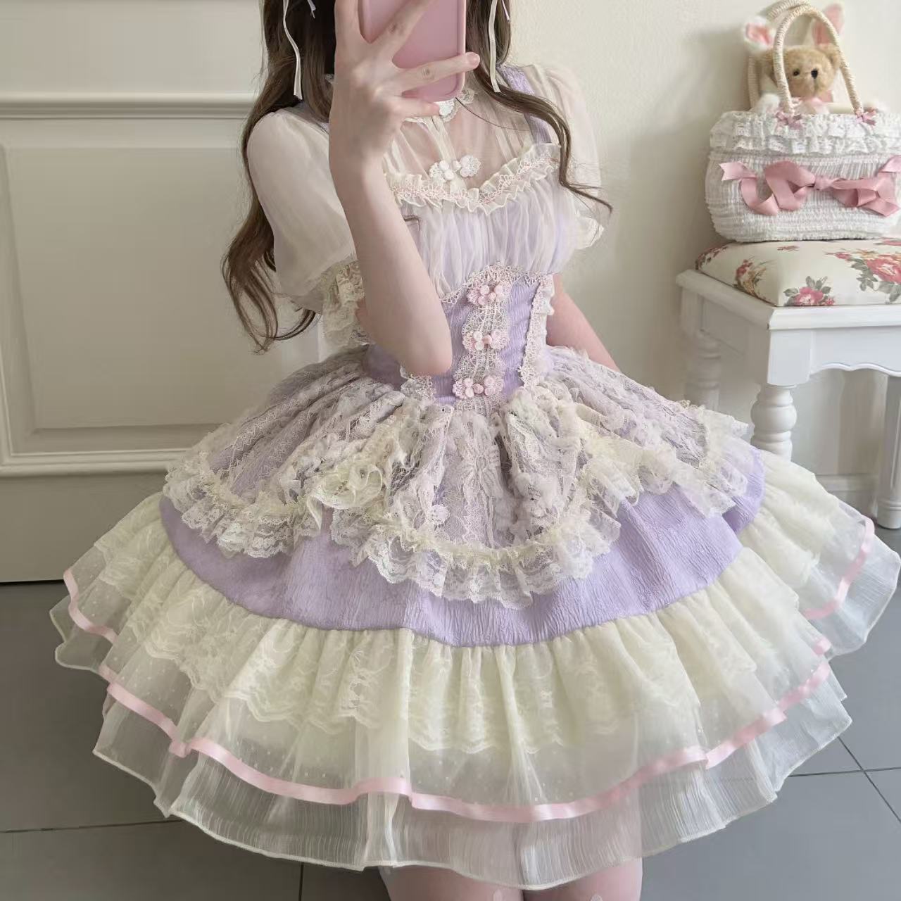 甘ロリータ 中華風バレエスタイルサスペンダードレス