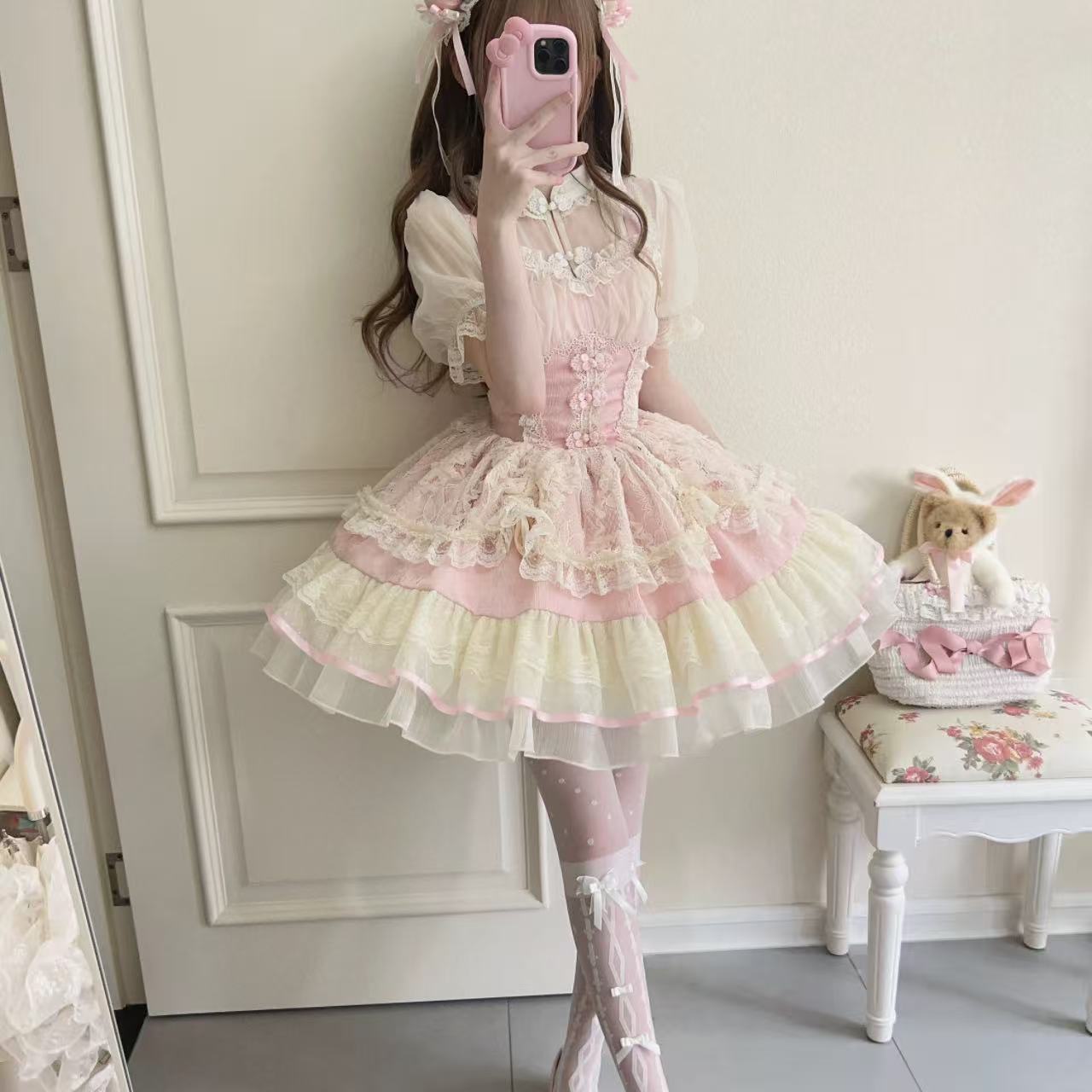 甘ロリータ 中華風バレエスタイルサスペンダードレス