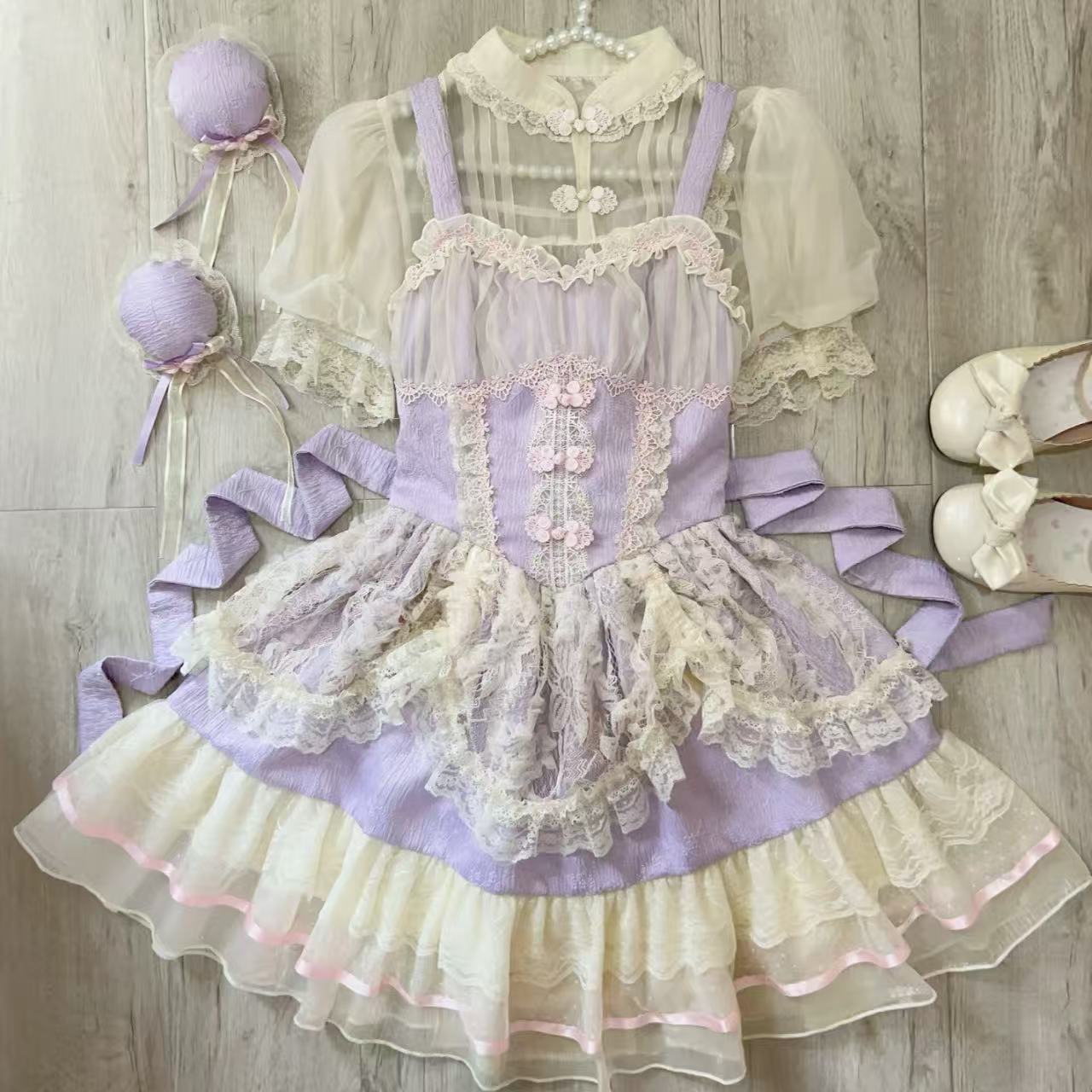 甘ロリータ 中華風バレエスタイルサスペンダードレス