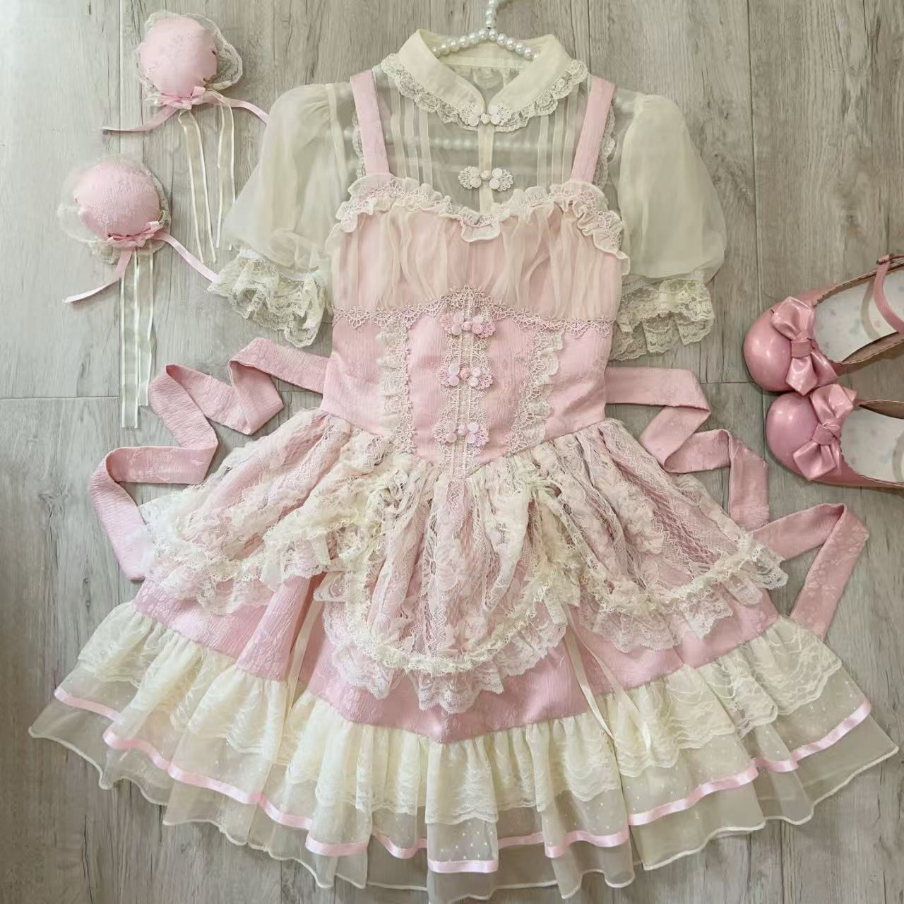 甘ロリータ 中華風バレエスタイルサスペンダードレス