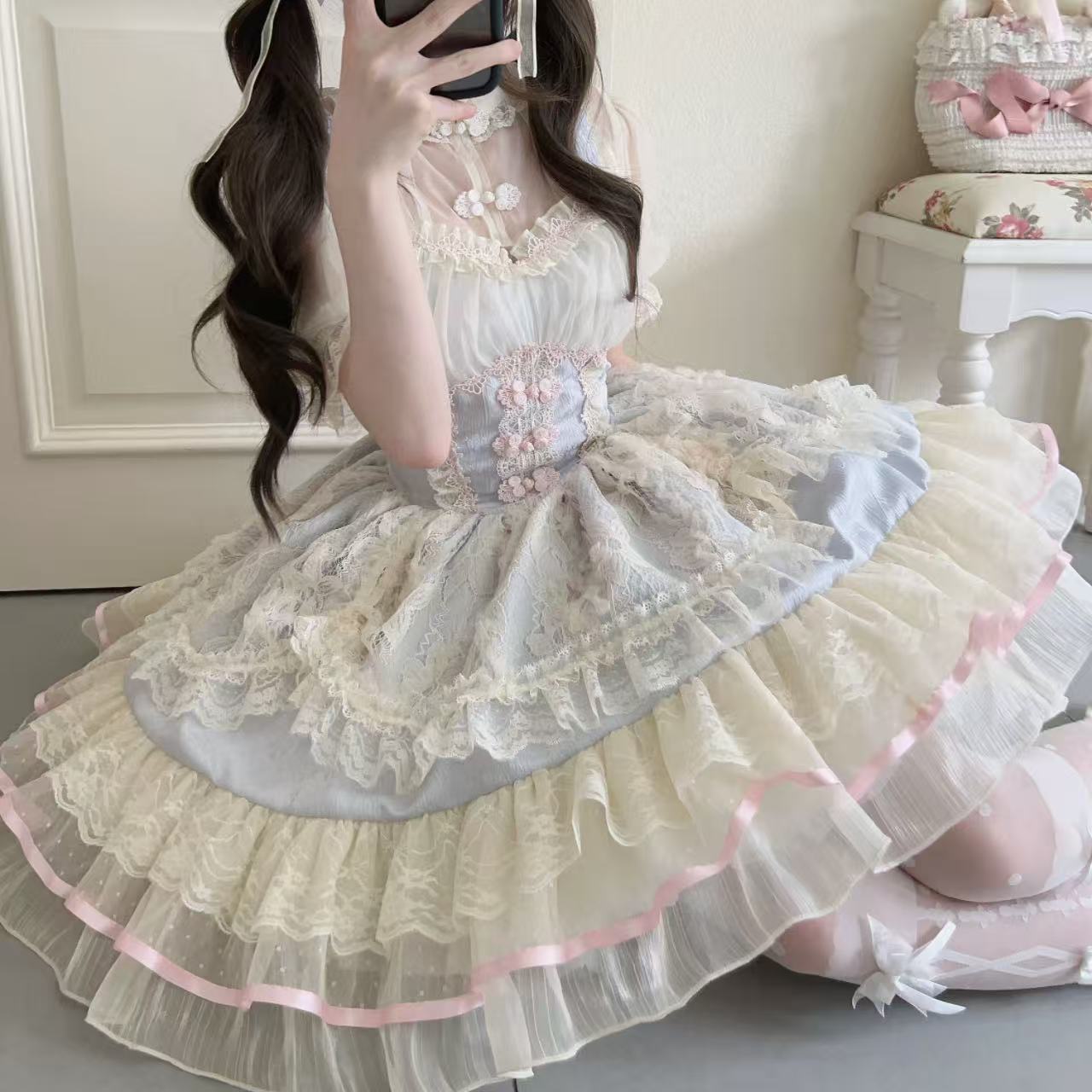 甘ロリータ 中華風バレエスタイルサスペンダードレス