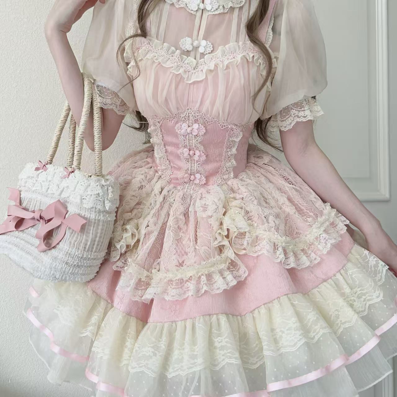 甘ロリータ 中華風バレエスタイルサスペンダードレス