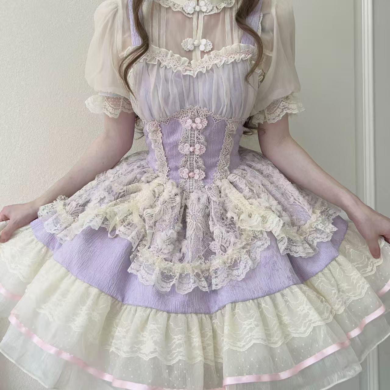 甘ロリータ 中華風バレエスタイルサスペンダードレス