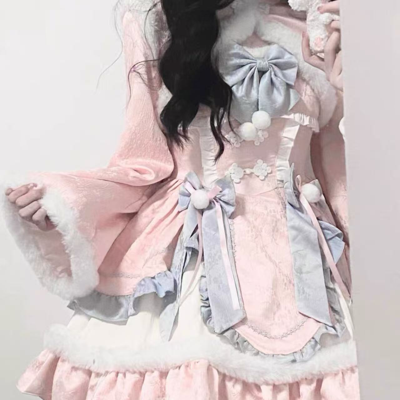 【ロリータドレス】ホワイトシュガーガール オリジナルデザイン 新年jskサスペンダードレス 冬