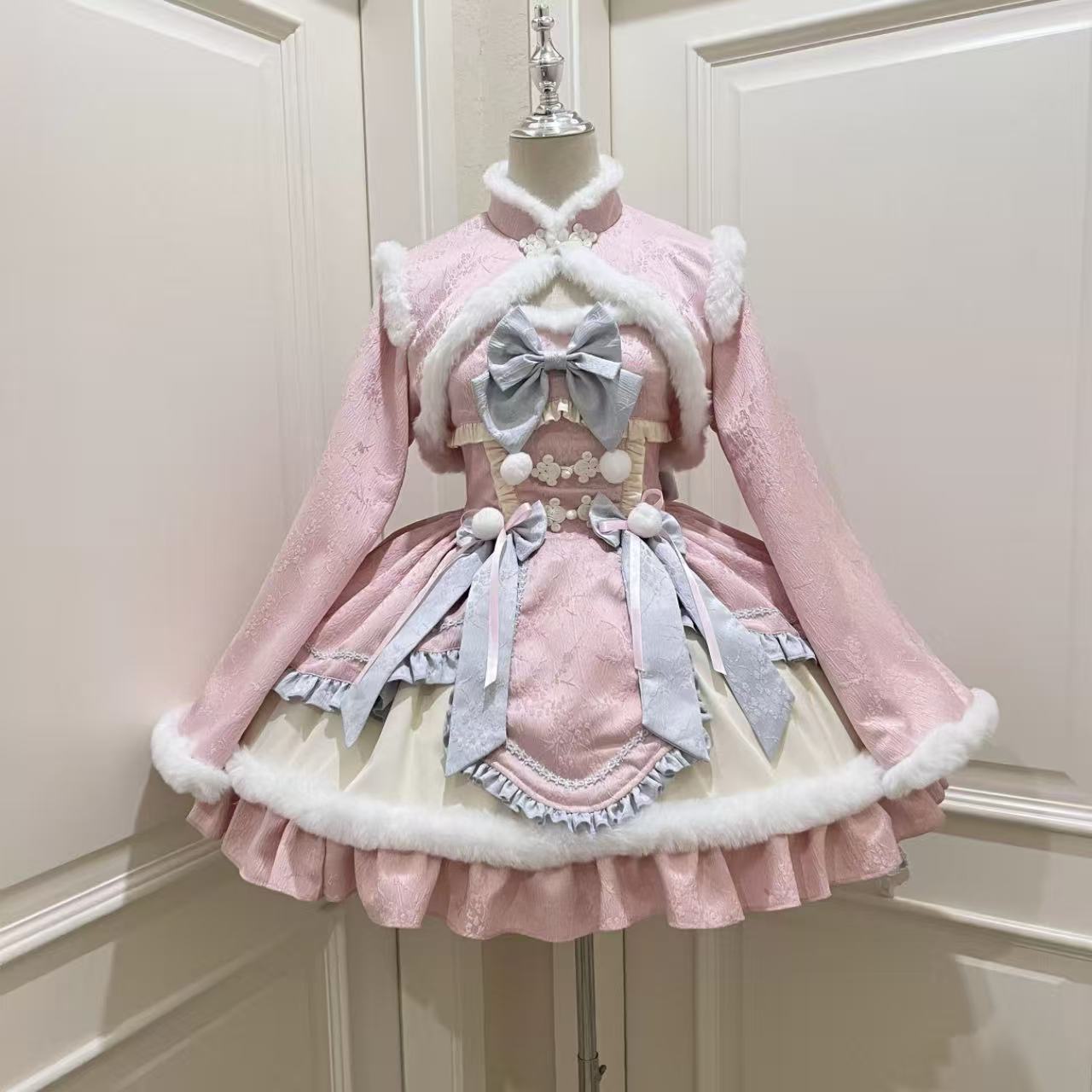 【ロリータドレス】ホワイトシュガーガール オリジナルデザイン 新年jskサスペンダードレス 冬