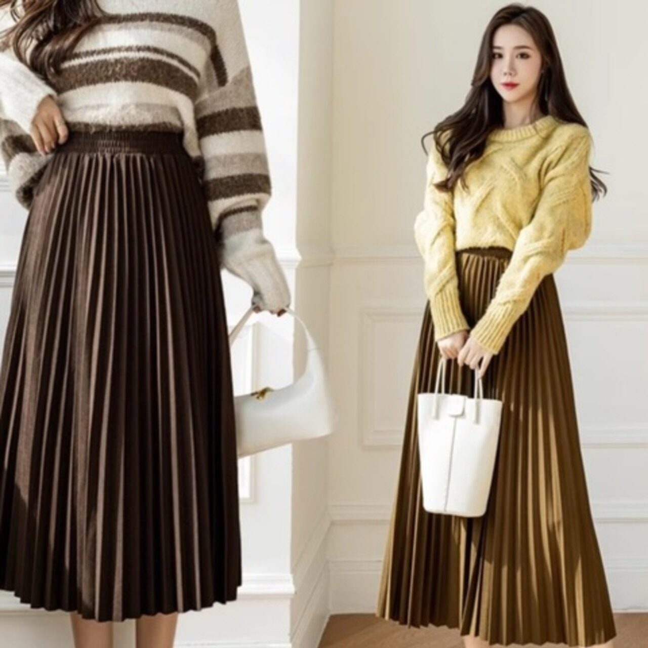 骨格ウェーブ Aラインプリーツスカート