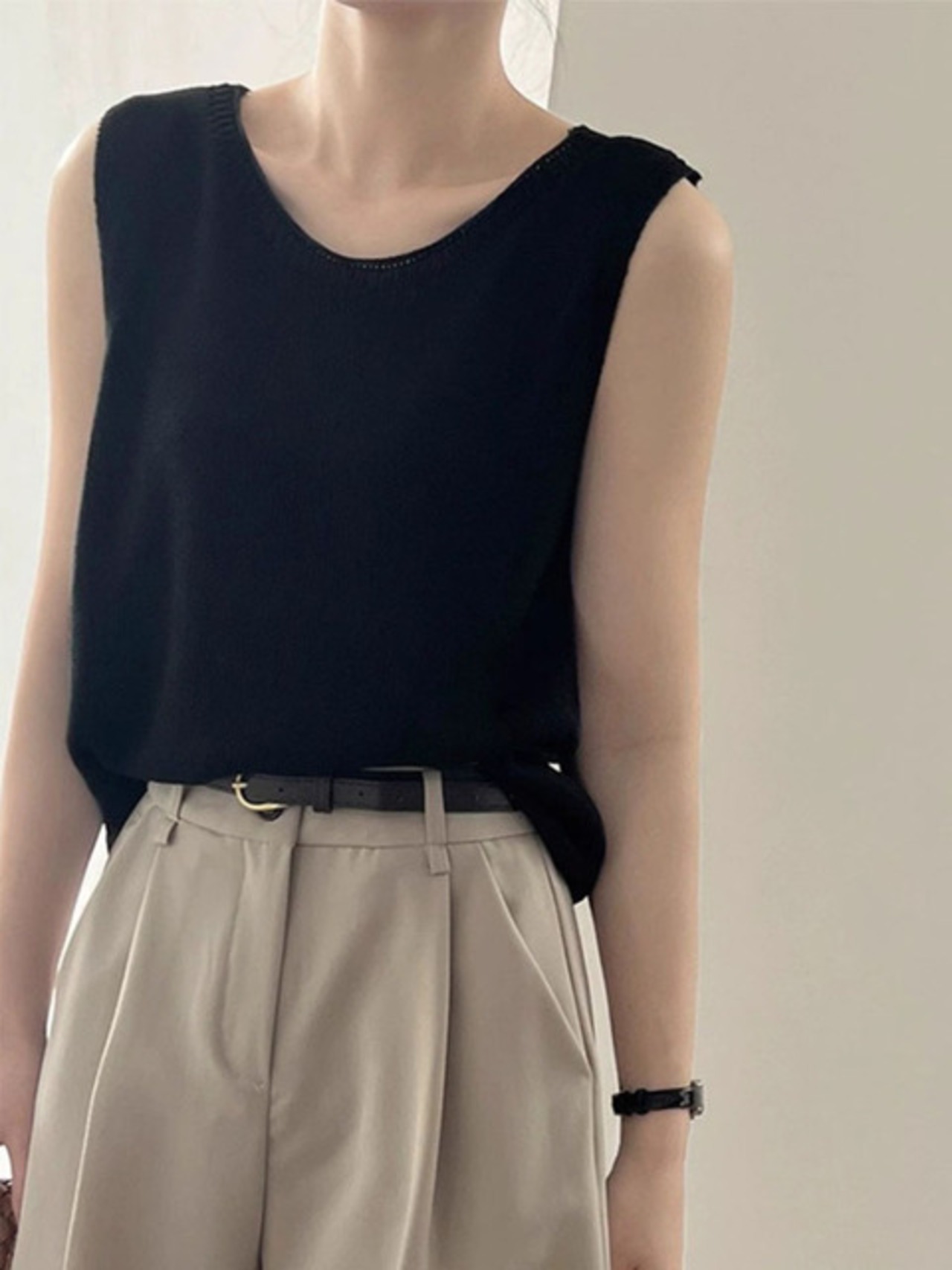 骨格ウェーブ カジュアルタンクトップ