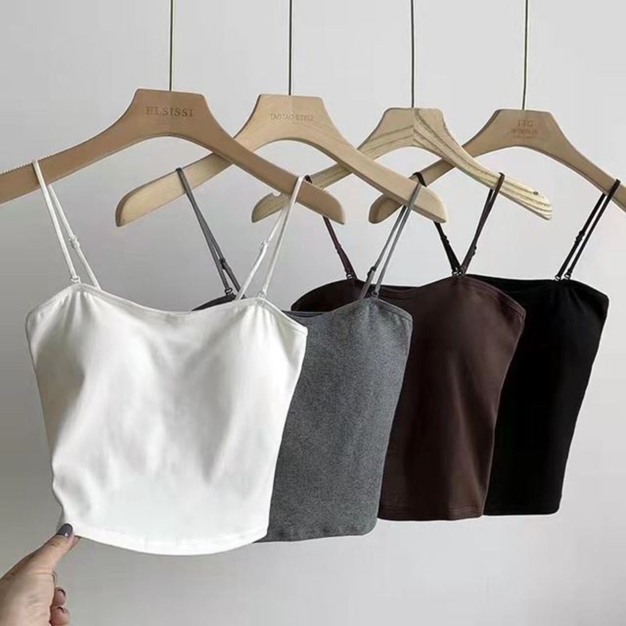 骨格ウェーブ カップ付きショートキャミソール