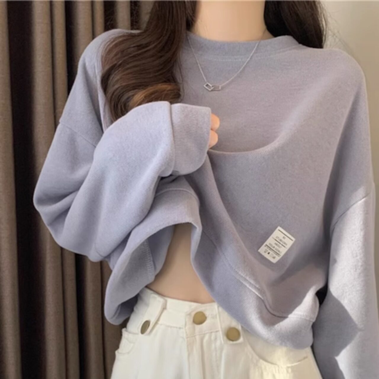 骨格ウェーブ カラープルオーバータグ付きパーカー