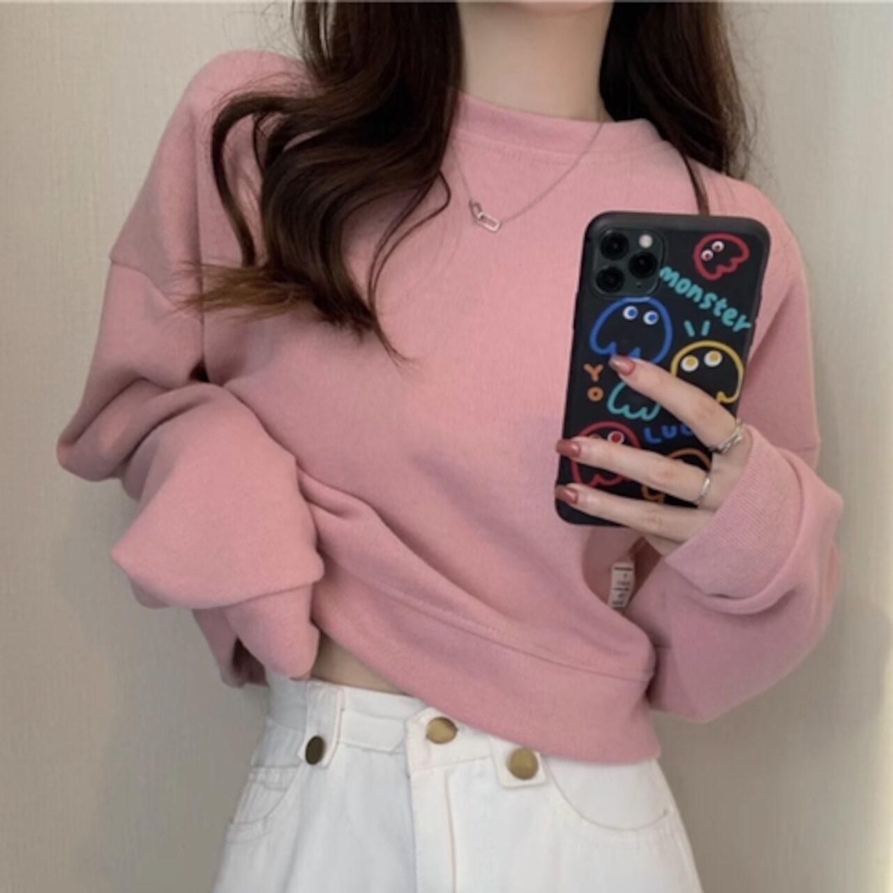 骨格ウェーブ カラープルオーバータグ付きパーカー