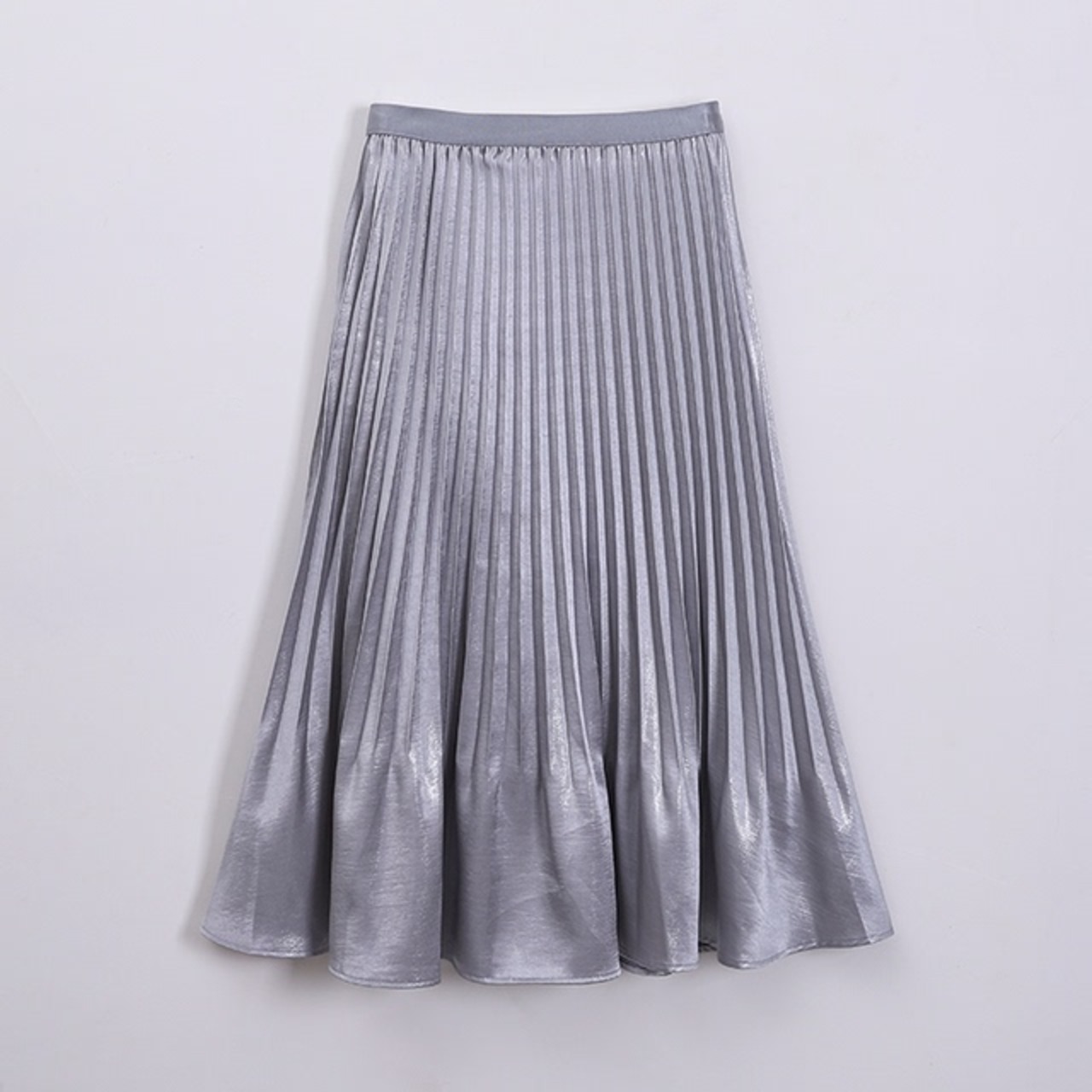 骨格ウェーブ キラキラサテンAラインプリーツスカート