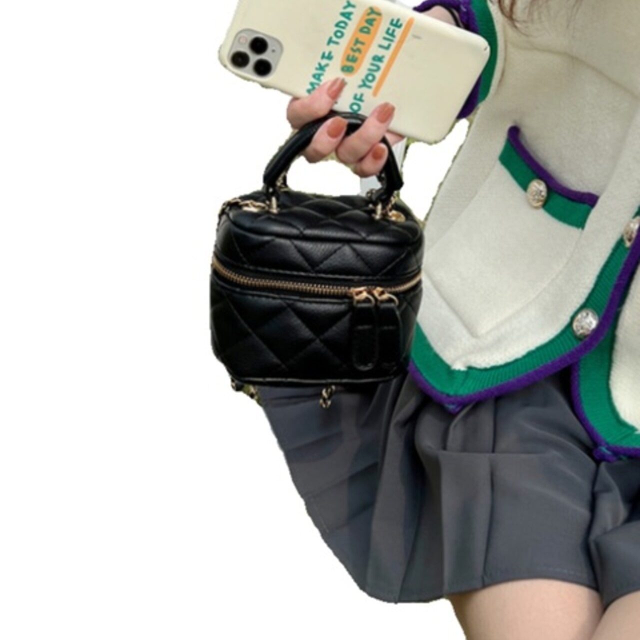 骨格ウェーブ キルティングバニティチェーンバッグ