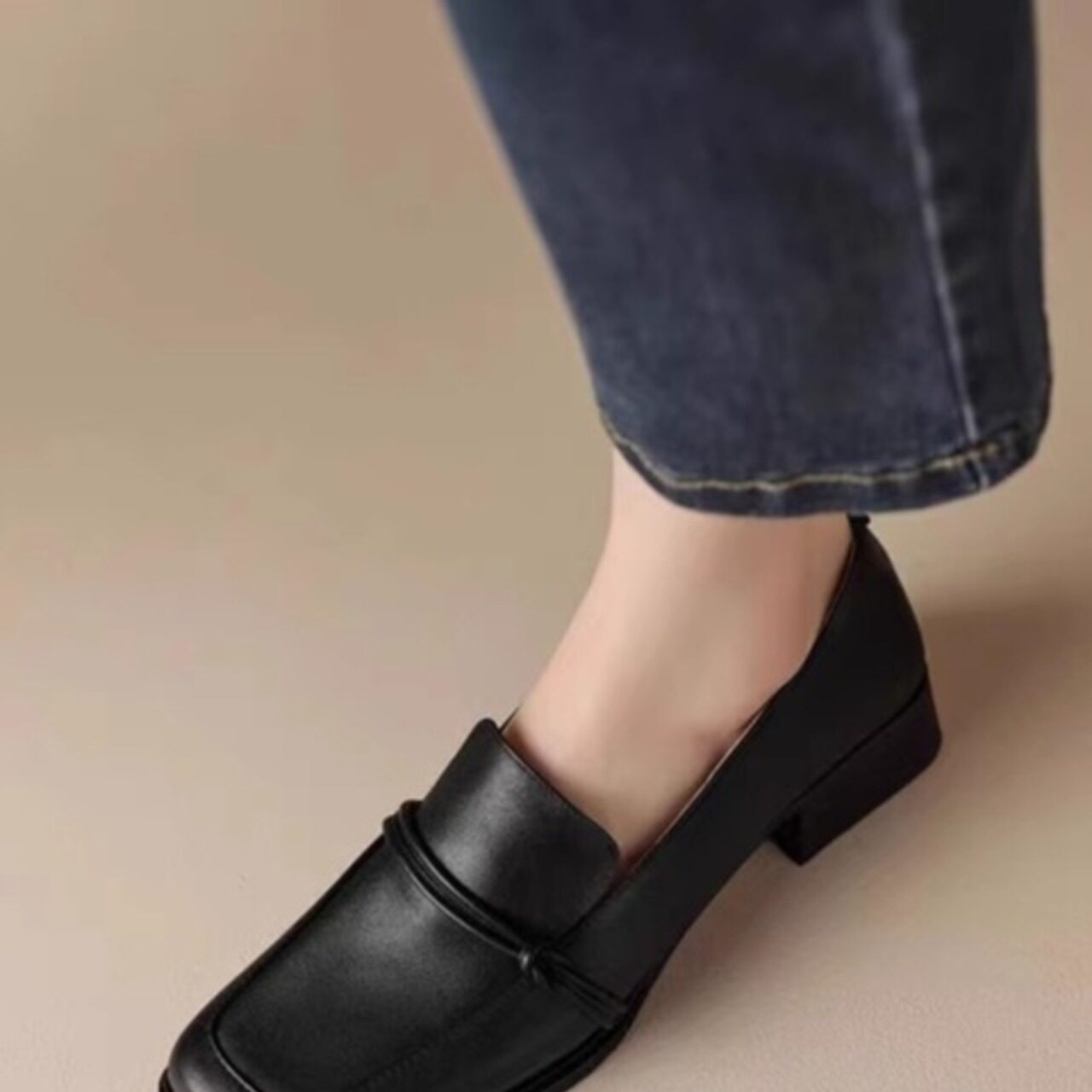 骨格ウェーブ クラシックスクエアローファー（ベルト付／ベーシック）