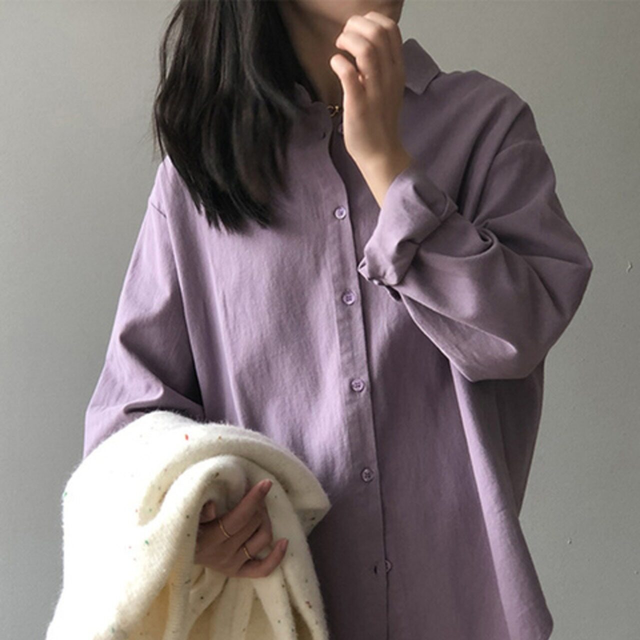 骨格ウェーブ コットンシャツ