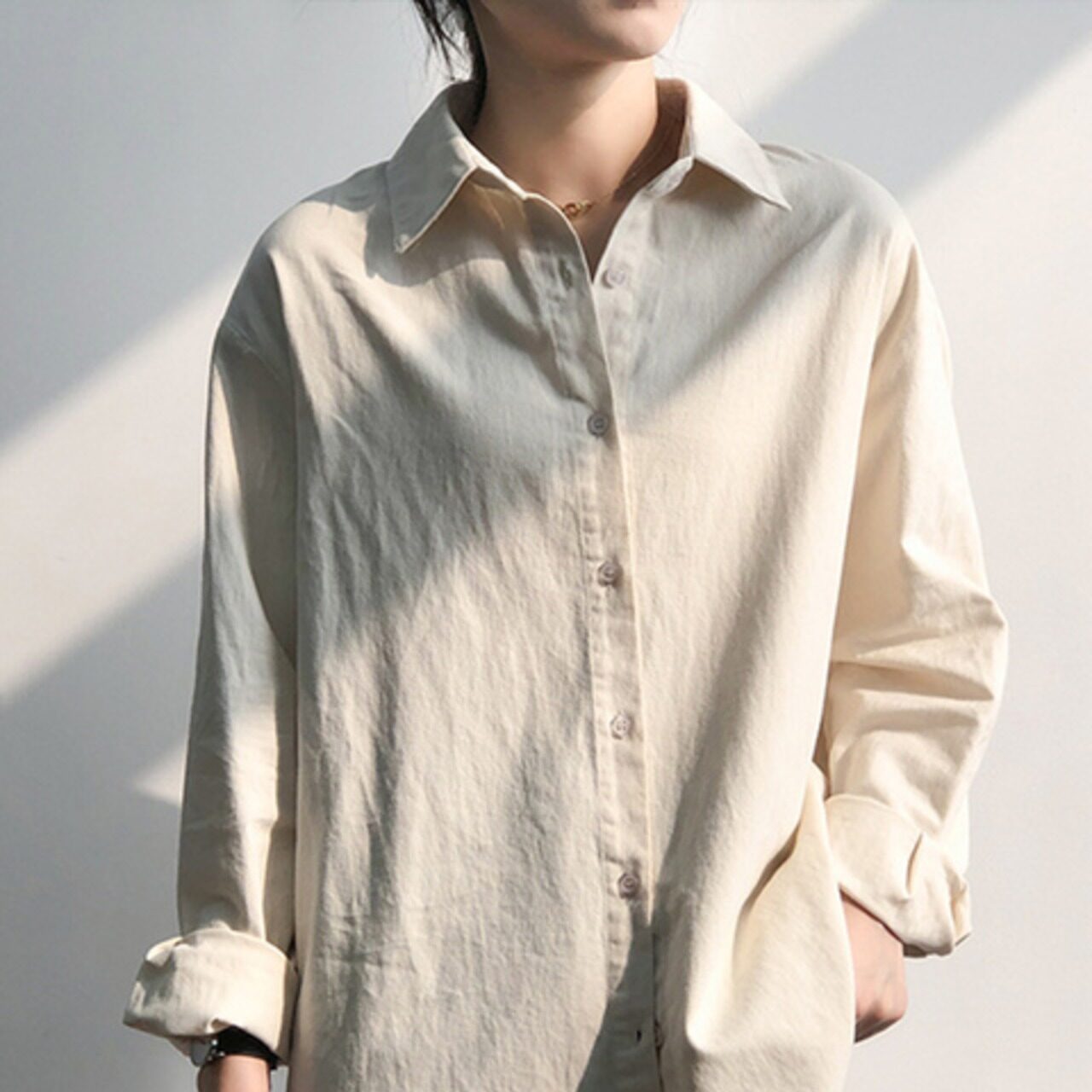 骨格ウェーブ コットンシャツ