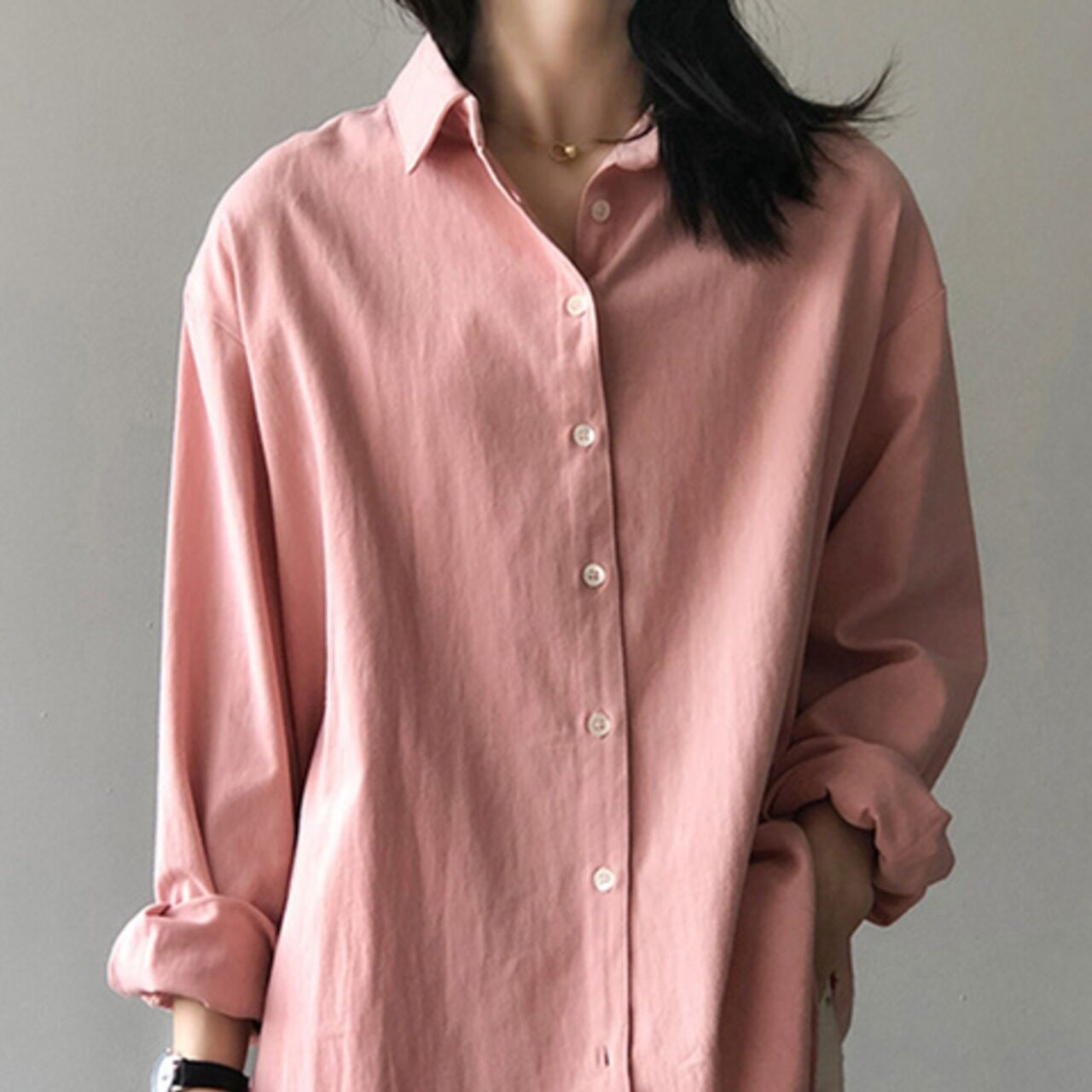 骨格ウェーブ コットンシャツ