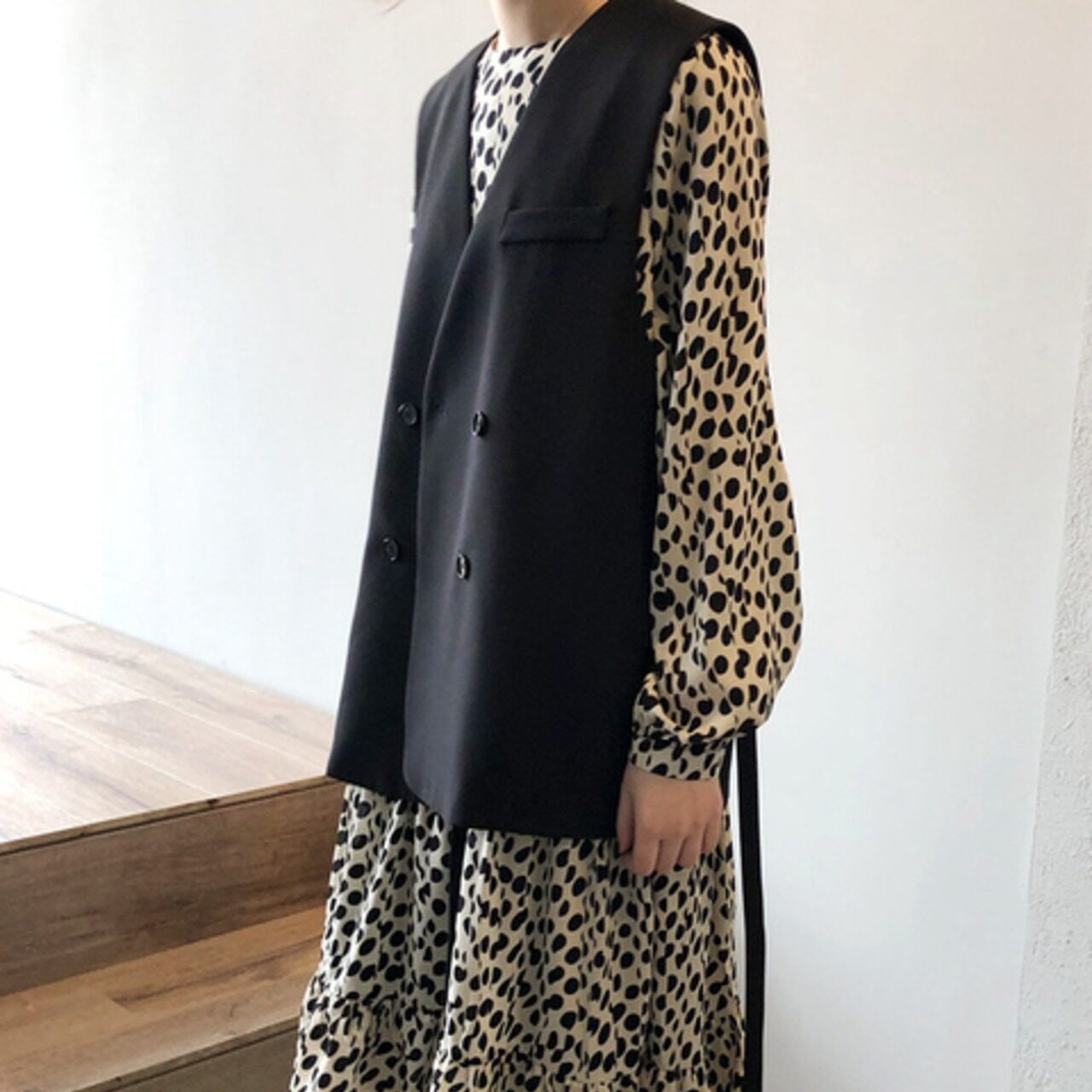 骨格ウェーブ サイドマークジレ