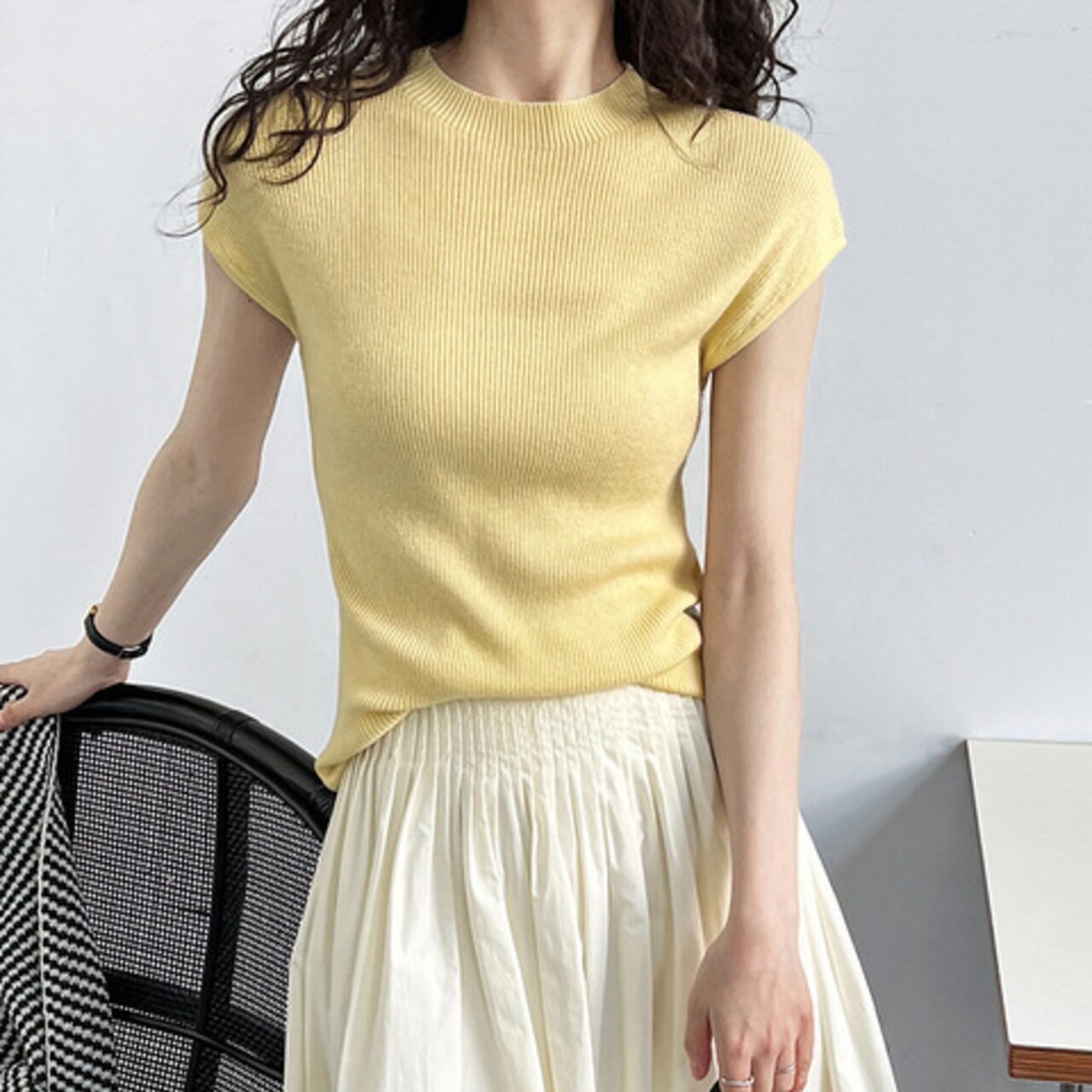 骨格ウェーブ シンプルタンクトップ