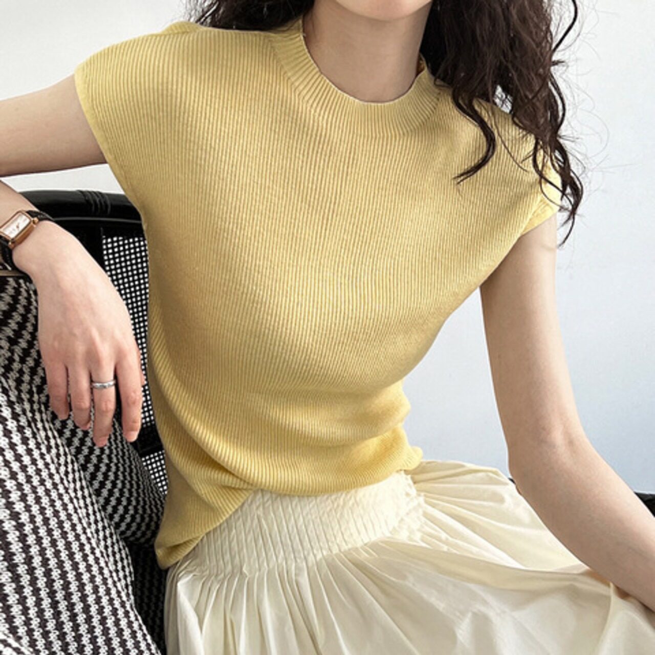 骨格ウェーブ シンプルタンクトップ