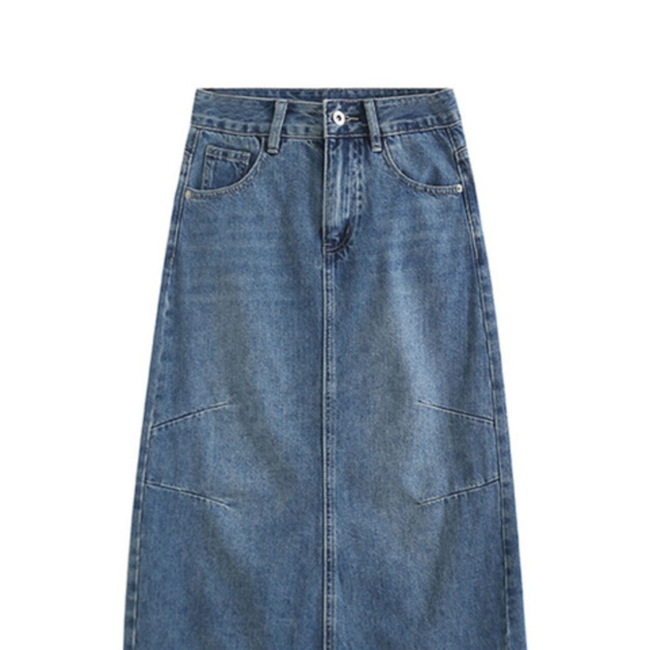 骨格ウェーブ ストレートデニムスカート