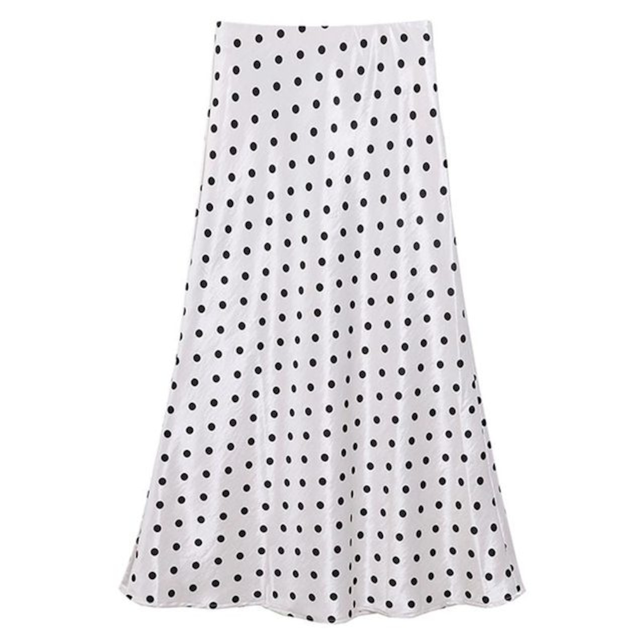 骨格ウェーブ ドット柄サテンAラインロングスカート