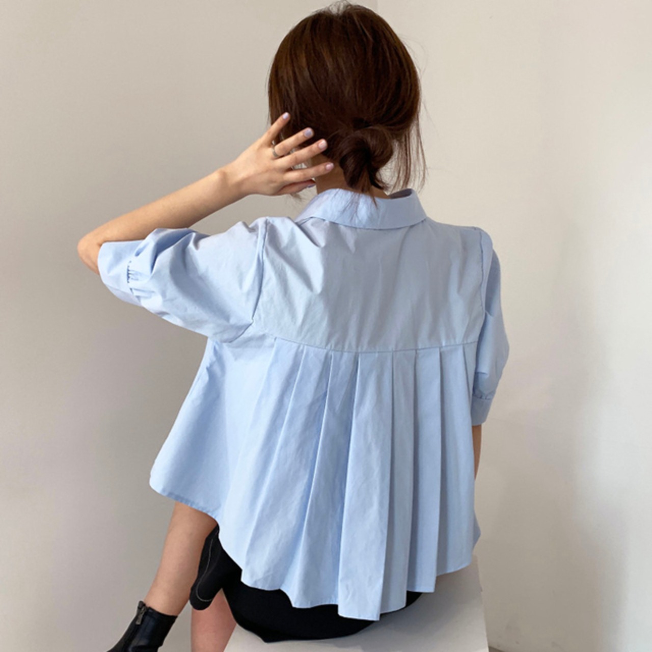 骨格ウェーブ バックプリーツシャツ