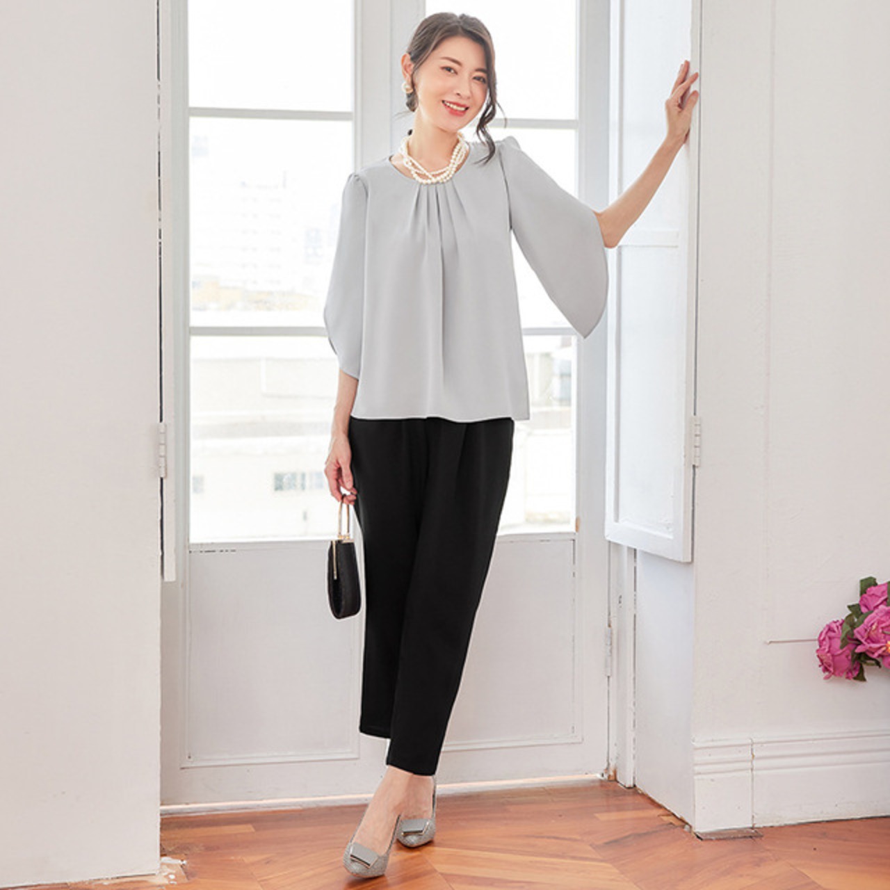 骨格ウェーブ パンツセットアップパーティードレス